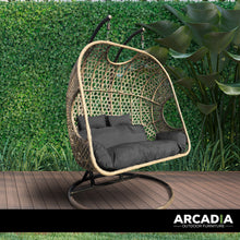Load image into Gallery viewer, Outdoor 2 Seater Rocking Egg Swing Chair Patio Garden - Oatmeal and Grey
