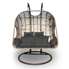 Load image into Gallery viewer, Outdoor 2 Seater Rocking Egg Swing Chair Patio Garden - Oatmeal and Grey
