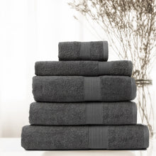Load image into Gallery viewer, Royal Comfort 5 Piece Cotton Bamboo Towel Set 450GSM Luxurious Absorbent Plush - Granite
