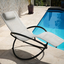 Load image into Gallery viewer, Arcadia Furniture Zero Gravity Portable Foldable Rocking Chair Recliner Lounge - Sand
