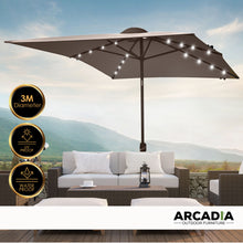 Load image into Gallery viewer, Arcadia Furniture Umbrella 3 Metre Umbrella with Solar LED Lights Garden Yard - Charcoal
