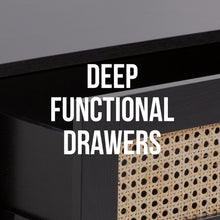Load image into Gallery viewer, Casa Decor Tulum Rattan Bedside Table Drawers Table Nightstand Cabinet Black
