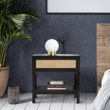 Load image into Gallery viewer, Casa Decor Tulum Rattan Bedside Table Drawers Table Nightstand Cabinet Black
