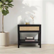 Load image into Gallery viewer, Casa Decor Tulum Rattan Bedside Table Drawers Table Nightstand Cabinet Black
