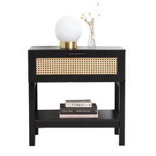 Load image into Gallery viewer, Casa Decor Tulum Rattan Bedside Table Drawers Table Nightstand Cabinet Black
