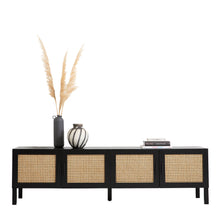Load image into Gallery viewer, Casa Decor Tulum Rattan Entertainment Unit TV Stand Cabinet Storage Black

