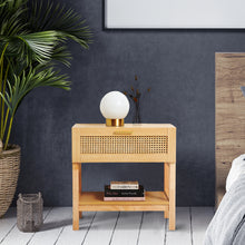 Load image into Gallery viewer, Casa Decor Santiago Rattan Bedside Table Drawers Table Nightstand Cabinet Oak
