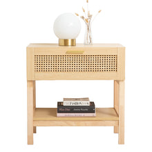 Load image into Gallery viewer, Casa Decor Santiago Rattan Bedside Table Drawers Table Nightstand Cabinet Oak
