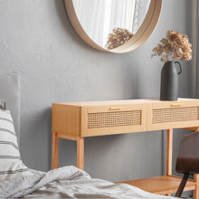 Load image into Gallery viewer, Casa Decor Santiago Rattan Console Table Entry Table Hallway Wood Oak
