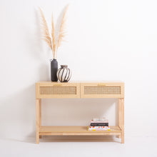 Load image into Gallery viewer, Casa Decor Santiago Rattan Console Table Entry Table Hallway Wood Oak
