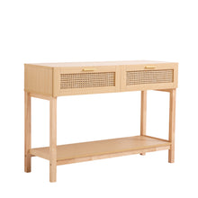 Load image into Gallery viewer, Casa Decor Santiago Rattan Console Table Entry Table Hallway Wood Oak
