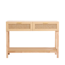 Load image into Gallery viewer, Casa Decor Santiago Rattan Console Table Entry Table Hallway Wood Oak
