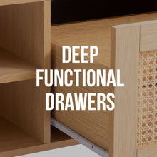 Load image into Gallery viewer, Casa Decor Santiago Rattan Coffee Table Storage Drawer Furniture Wooden Oak
