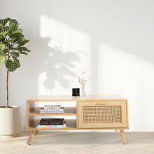 Load image into Gallery viewer, Casa Decor Santiago Rattan Coffee Table Storage Drawer Furniture Wooden Oak
