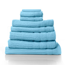 Load image into Gallery viewer, Royal Comfort Eden Egyptian Cotton 600GSM 8 Piece Luxury Bath Towels Set - Aqua
