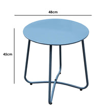 Load image into Gallery viewer, Milano 3pc Outdoor Furniture Steel/Rattan Coffee Table &amp; Chairs Patio Garden Set - Blue
