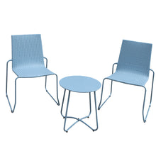 Load image into Gallery viewer, Milano 3pc Outdoor Furniture Steel/Rattan Coffee Table &amp; Chairs Patio Garden Set - Blue
