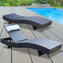 Load image into Gallery viewer, Milano Outdoor Sun Lounge Pool Bed Deck Rattan Chair Curved Design Wicker Sofa
