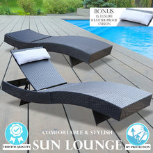 Load image into Gallery viewer, Milano Outdoor Sun Lounge Pool Bed Deck Rattan Chair Curved Design Wicker Sofa
