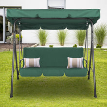 Load image into Gallery viewer, Milano Outdoor Swing Bench Seat Chair Canopy Furniture 3 Seater Garden Hammock - Dark Green

