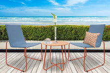 Load image into Gallery viewer, Milano 3pc Outdoor Furniture Steel/Rattan Coffee Table &amp; Chairs Patio Garden Set - Blue &amp; Orange
