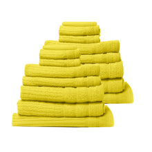 Load image into Gallery viewer, Royal Comfort 16 Piece Egyptian Cotton Eden Towel Set 600GSM Luxurious Absorbent - Yellow
