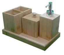 Load image into Gallery viewer, Bamboo Bathroom Accessories Set | Soap Dispenser, Toothbrush Holder, Storage Box &amp; Tray

