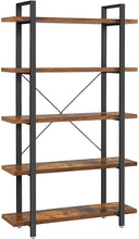 Load image into Gallery viewer, Bookshelf 5-Tier Industrial Stable Bookcase Rustic Brown and Black
