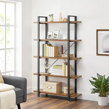 Load image into Gallery viewer, Bookshelf 5-Tier Industrial Stable Bookcase Rustic Brown and Black
