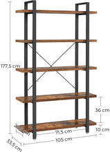 Load image into Gallery viewer, Bookshelf 5-Tier Industrial Stable Bookcase Rustic Brown and Black
