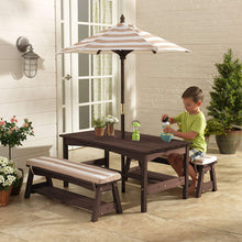Load image into Gallery viewer, Kids Outdoor Table &amp; Bench Set with Cushions &amp; Umbrella (Brown)
