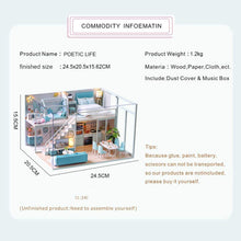 Load image into Gallery viewer, Dollhouse Miniature with Furniture Kit Plus Dust Proof and Music Movement - Poetic Life (1:24 Scale Creative Room Idea)
