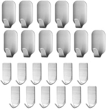 Load image into Gallery viewer, 23 Pieces Stainless Steel Waterproof Self Adhesive Dual Wall Hooks for Bathroom, Bedroom and Kitchen
