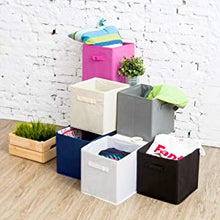 Load image into Gallery viewer, Pack of 6 Foldable Fabric Basket Bin Storage Cube for Nursery, Office and Home Decor (Grey)
