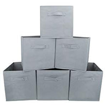 Load image into Gallery viewer, Pack of 6 Foldable Fabric Basket Bin Storage Cube for Nursery, Office and Home Decor (Grey)
