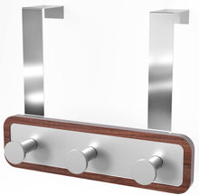 Load image into Gallery viewer, Wood Over The Door Rack Hanger Organiser with 3 Strong Steel Hooks
