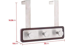 Load image into Gallery viewer, Wood Over The Door Rack Hanger Organiser with 3 Strong Steel Hooks
