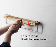 Load image into Gallery viewer, Wall Mount Solid Wood Shelf with Towel Rack Bar Holder Bathroom Organizer Hanger
