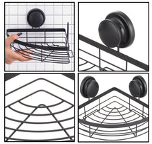 Load image into Gallery viewer, 2 Pack Round Corner Shower Caddy Shelf Basket Rack with Premium Vacuum Suction Cup No-Drilling for Bathroom and Kitchen
