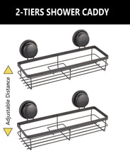 Load image into Gallery viewer, 2 Pack Rectangular Corner Shower Caddy Shelf Basket Rack with Premium Vacuum Suction Cup No-Drilling for Bathroom and Kitchen
