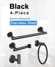 Load image into Gallery viewer, 4 Piece Stainless Steel-Towel Rack Set Wall Mount with Brushed Finish for Bathroom
