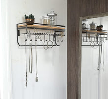 Load image into Gallery viewer, Wall Mount Hanging Jewelry Organizer with 9 Hooks (Black Metal)
