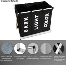 Load image into Gallery viewer, 3 in 1 Large 135L Laundry Clothes Hamper Basket with Waterproof bags and Aluminum Frame (Black)
