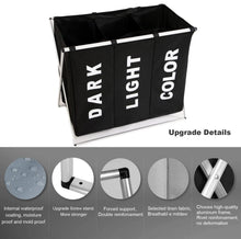 Load image into Gallery viewer, 3 in 1 Large 135L Laundry Clothes Hamper Basket with Waterproof bags and Aluminum Frame (Black)
