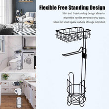 Load image into Gallery viewer, Toilet Paper Holder Stand and Storage Dispenser with Shelf for Bathroom
