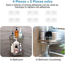 Load image into Gallery viewer, 2 Pack Wall Mounted Adhesive Stainless Steel with Hooks Bathroom Shelf Storage Organizer

