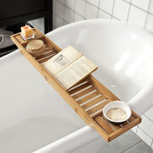 Load image into Gallery viewer, Bamboo Bath Caddy, Tray,Organiser Natural
