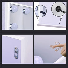 Load image into Gallery viewer, Hollywood Makeup Vanity Mirror with LED Lights and Detachable 10X Magnification Mirror (White, 62 x 51 cm)
