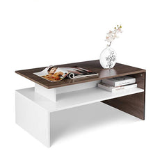 Load image into Gallery viewer, Modern White And Brown Wooden Coffee Table With Shelf

