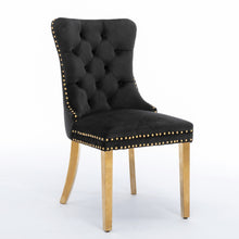 Load image into Gallery viewer, 4x Velvet Dining Chairs with Golden Metal Legs-Black
